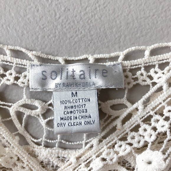 Solitaire knit cream tank top blouse medium - Picture 15 of 15